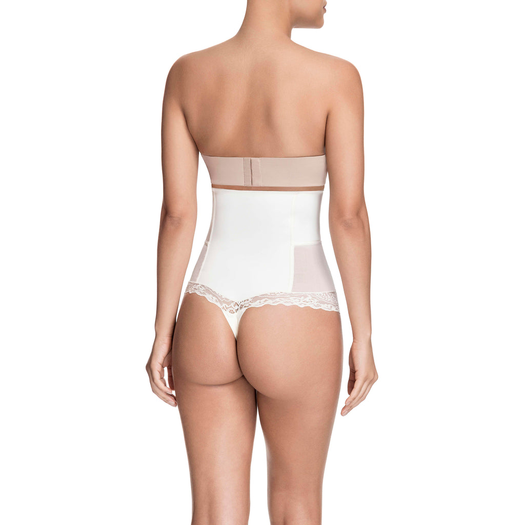 Squeem - Brazilian Flair, Women's Slimming Mid Waist Shapewear Lace Thong